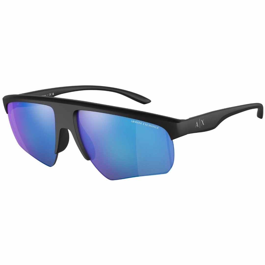 Armani Exchange Blue Mirrored Lens Black Sunglasses