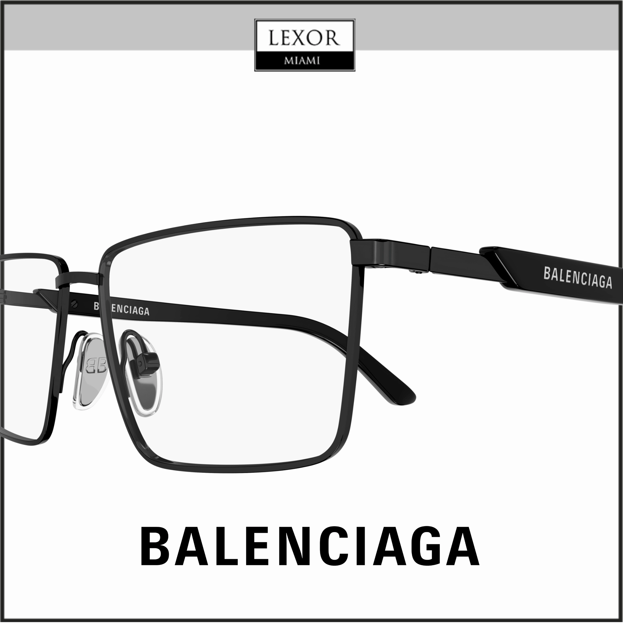 Balenciaga BB0247O-003 58 Optical Frame MAN METAL