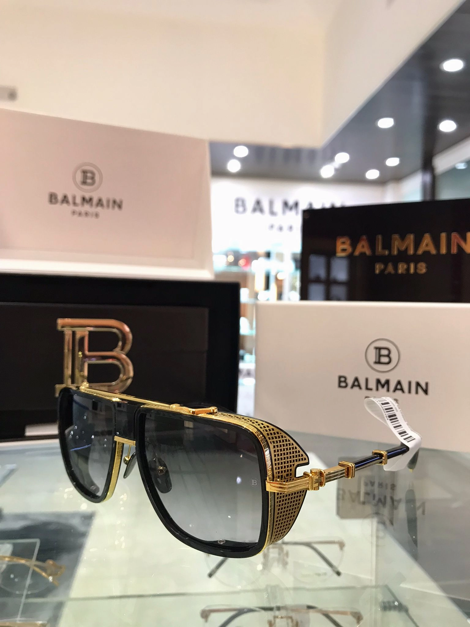 Balmain O.R. BPS-104A 59 Gold Black Unisex Sunglasses
