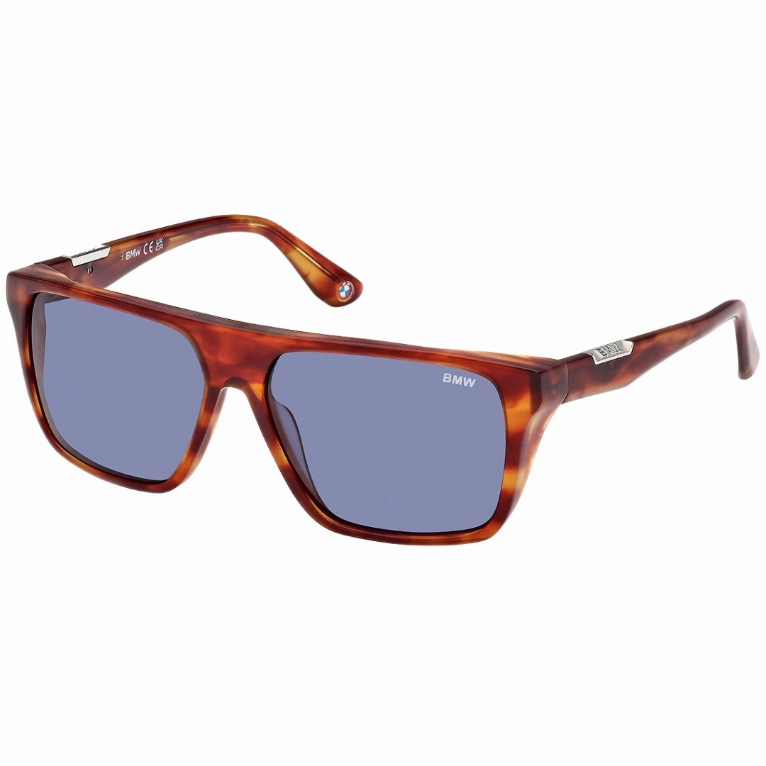 BMW Red Havana Framed Blue Lensed Sunglasses