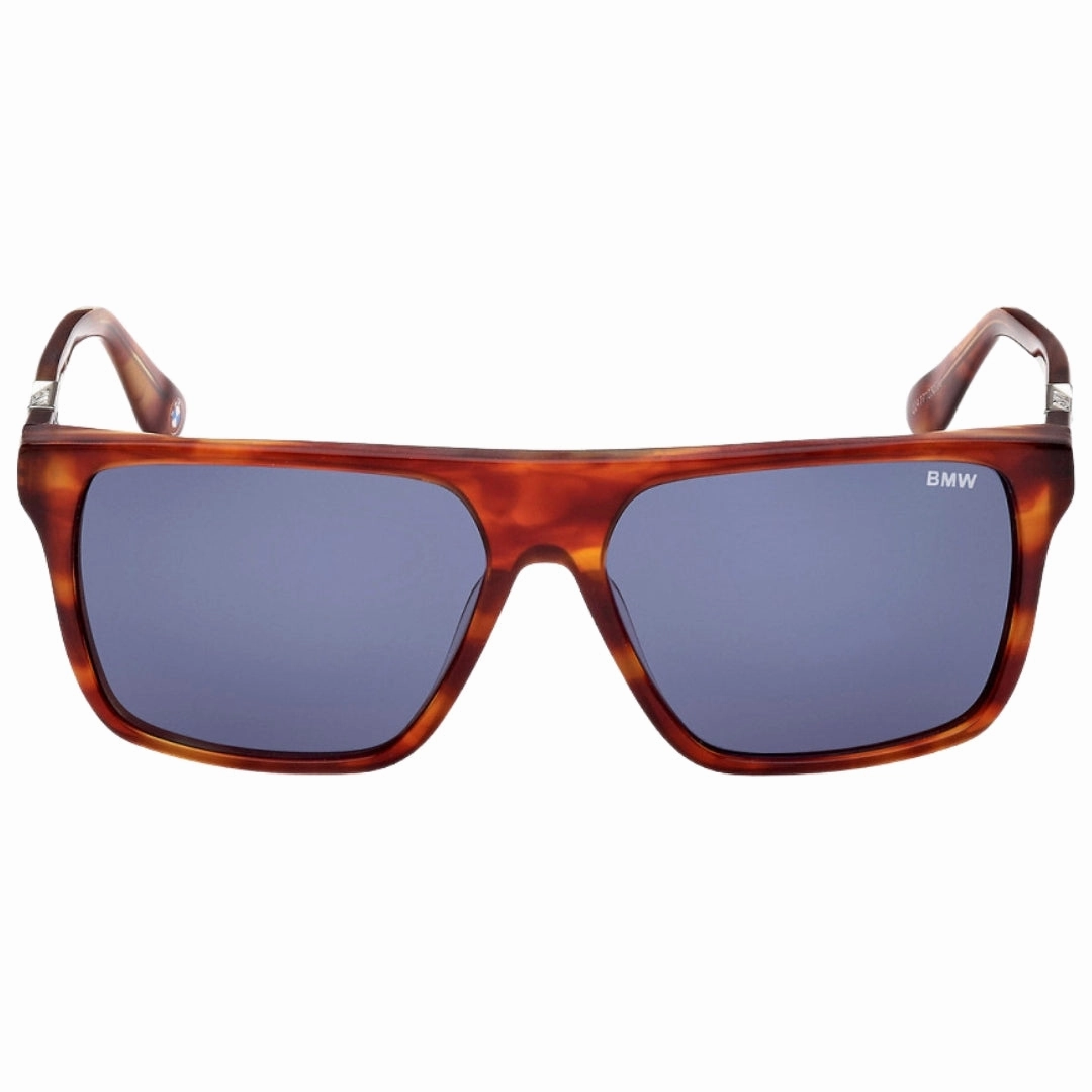 BMW Red Havana Framed Blue Lensed Sunglasses