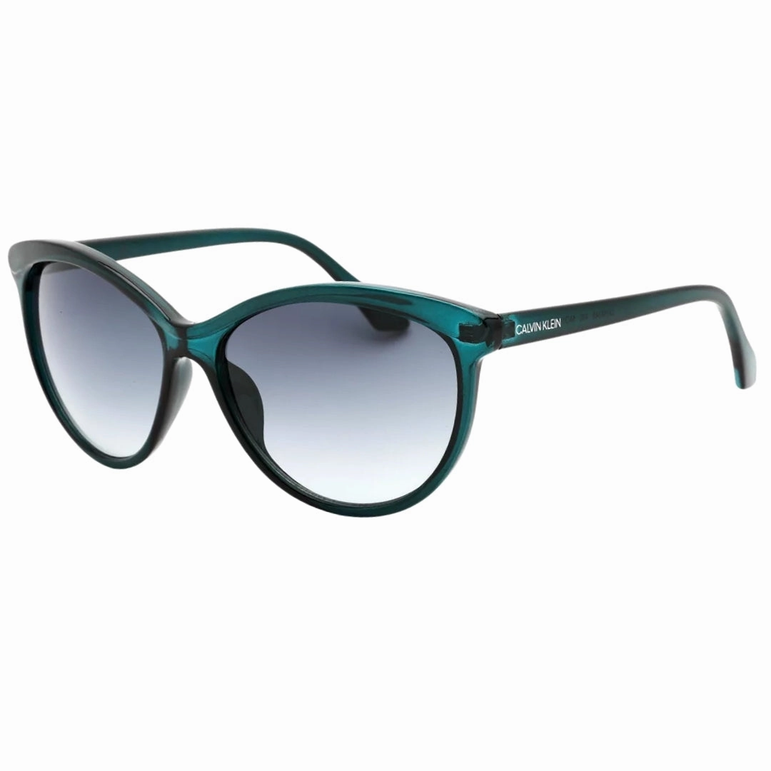 Calvin Klein Crystal Teal Framed Grey Gradient Lensed Sunglasses
