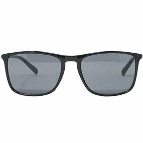 Calvin Klein Solid Smoke Lens Shiny Black Sunglasses