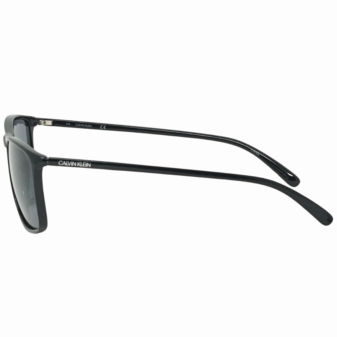 Calvin Klein Solid Smoke Lens Shiny Black Sunglasses