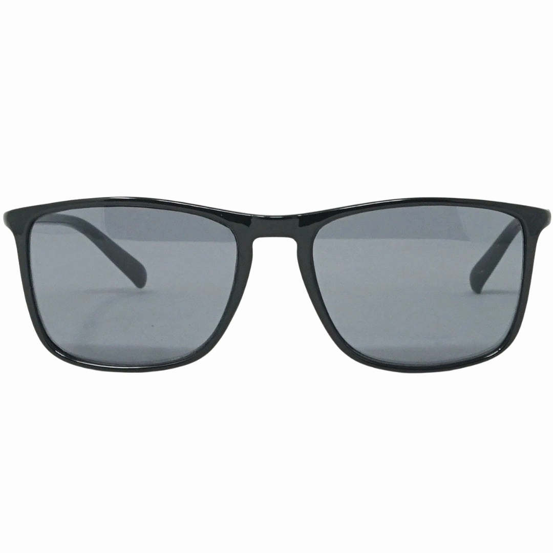 Calvin Klein Solid Smoke Lens Shiny Black Sunglasses