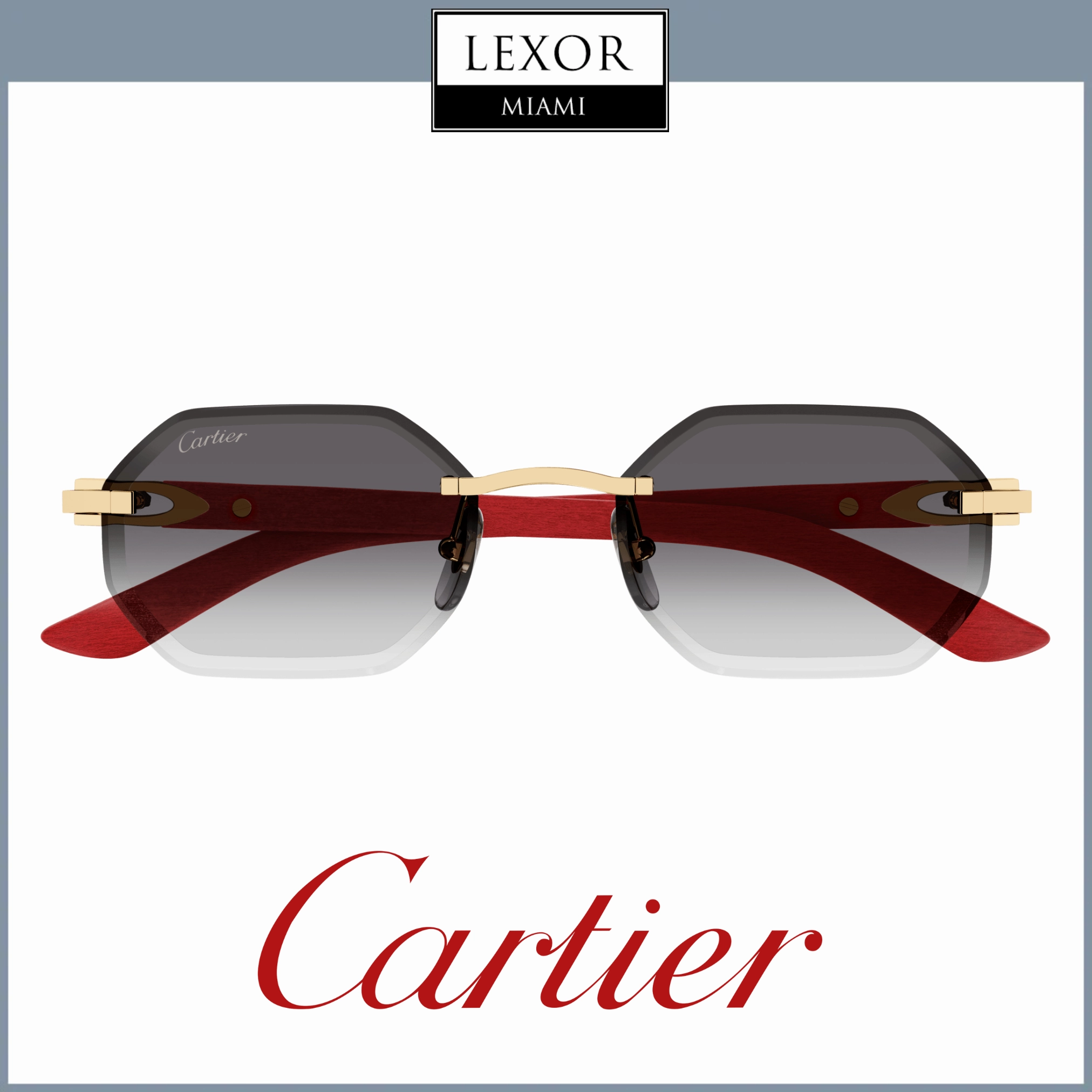 Cartier Sunglass CT0439S-003 54 Man METAL WOOD