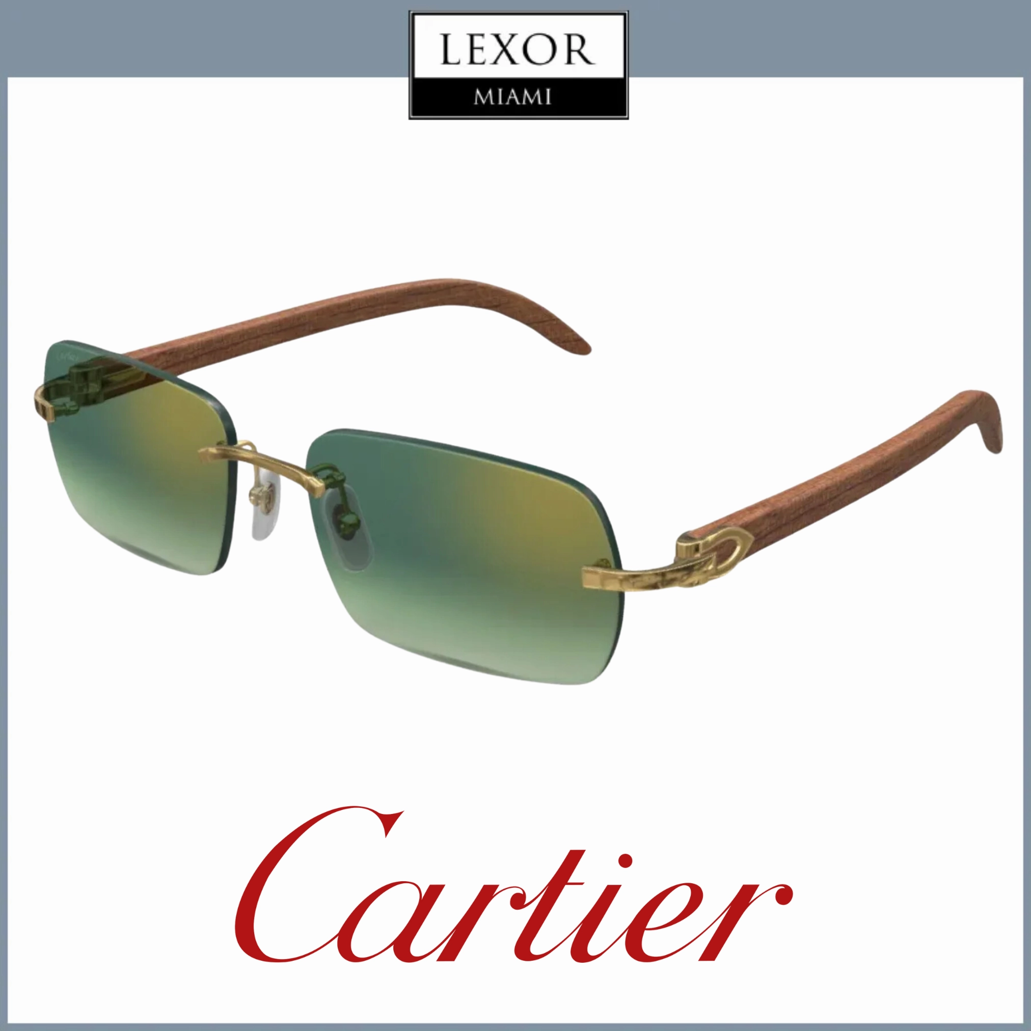 Cartier Sunglasses CT0009CS 007 Men METAL WOOD
