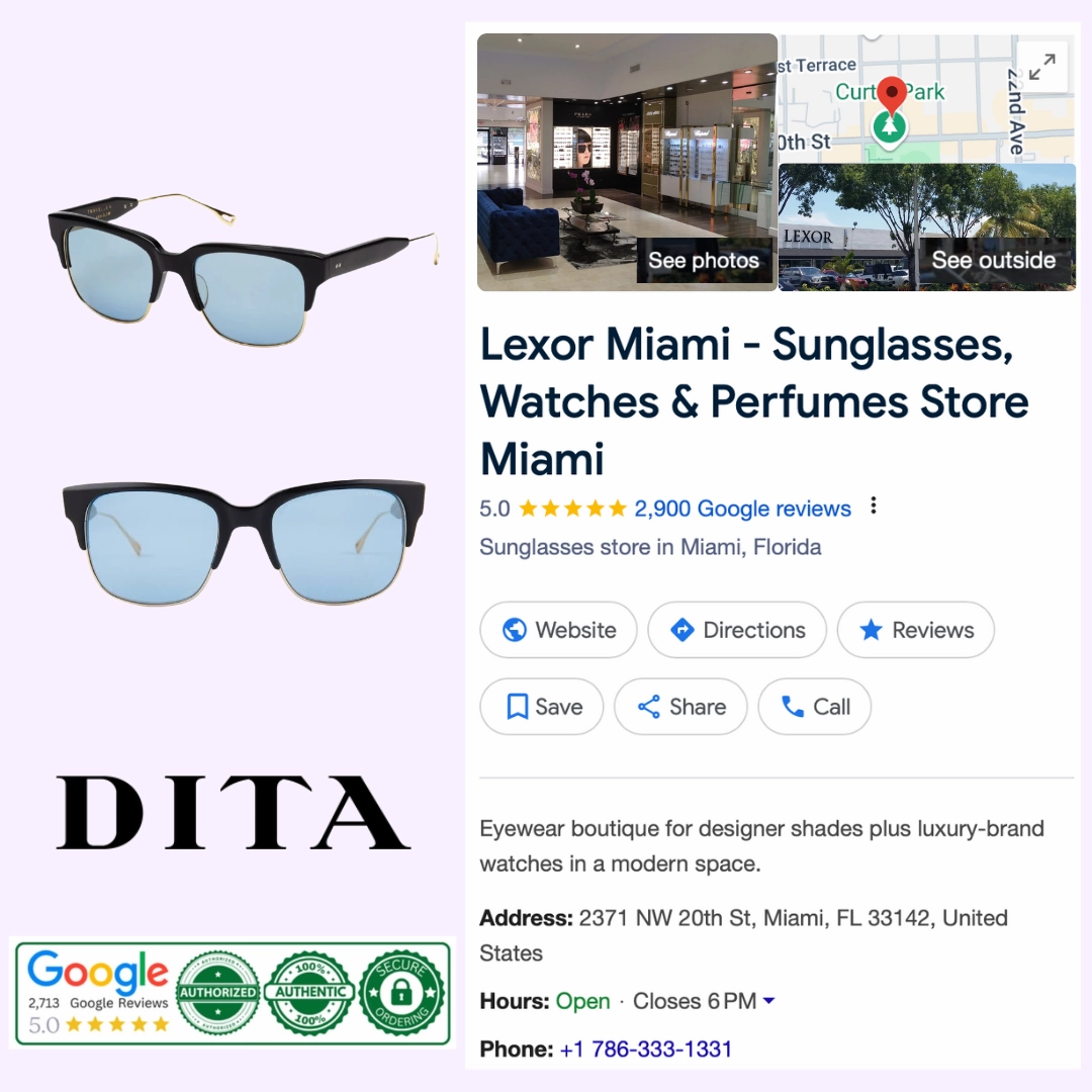 Dita 19014-A-BLK-GLD-55 Unisex Sunglasses
