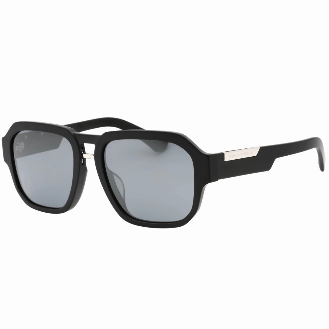 Dolce & Gabbana Silver Grey Lens Matte Black Sunglasses