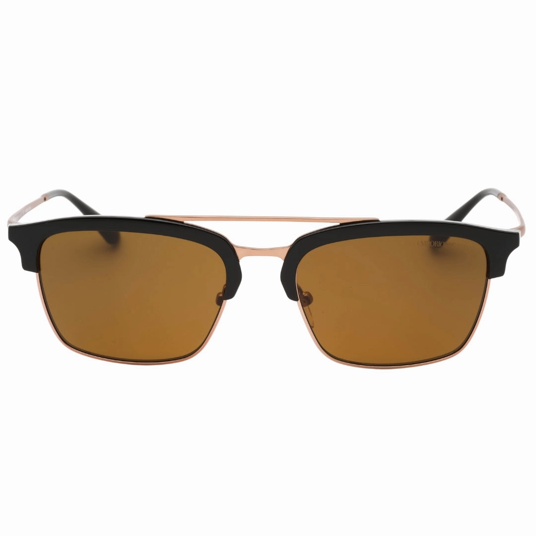 Emporio Armani Shiny Brown Frame Dark Brown Lensed Sunglasses