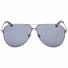 Guess Blue Lens Matte Gunmetal Silver Sunglasses
