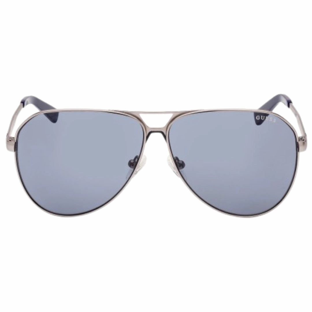 Guess Blue Lens Matte Gunmetal Silver Sunglasses