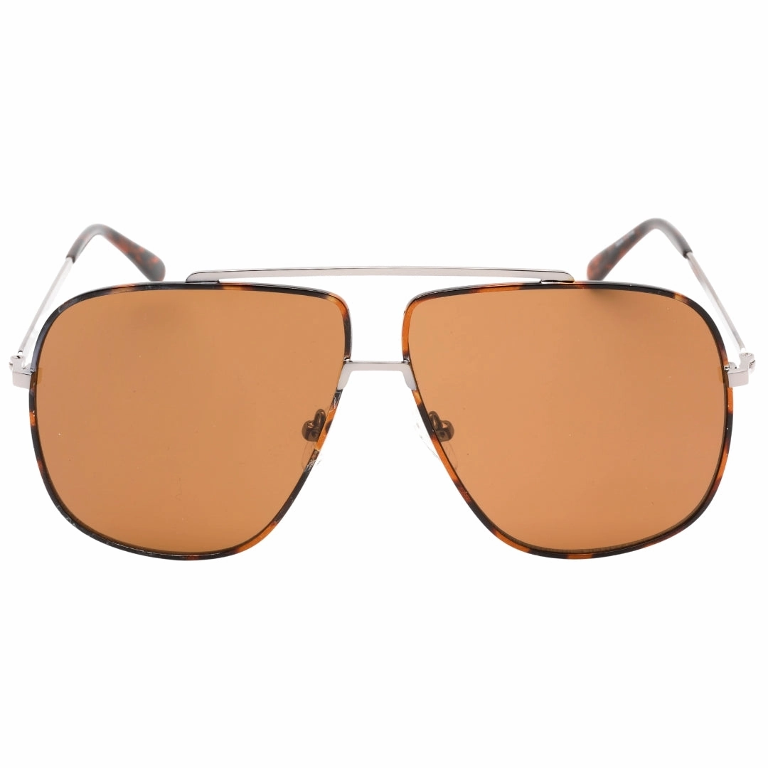 Guess Brown Lens Shiny Light Ruthenium Silver Sunglasses