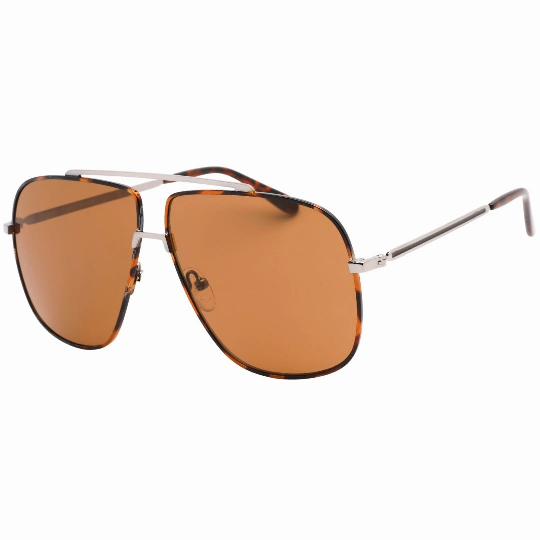 Guess Brown Lens Shiny Light Ruthenium Silver Sunglasses