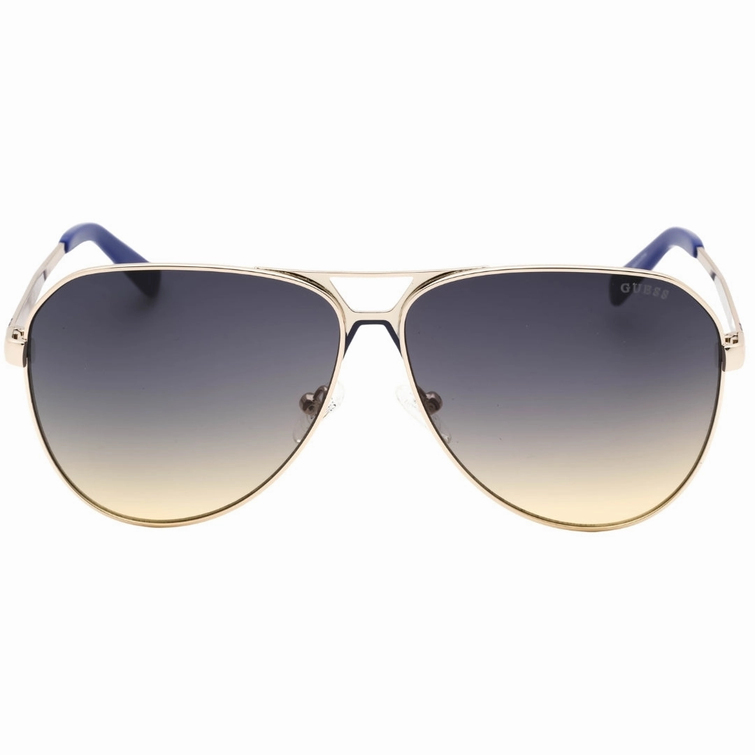 Guess Gradient Blue Lens Gold Aviator Sunglasses