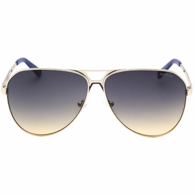 Guess Gradient Blue Lens Gold Aviator Sunglasses