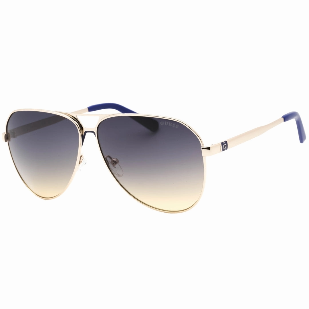 Guess Gradient Blue Lens Gold Aviator Sunglasses