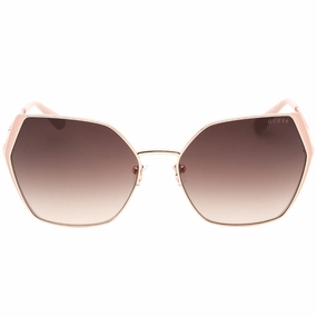 Guess Gradient Brown Lens Shiny Rose Gold Sunglasses