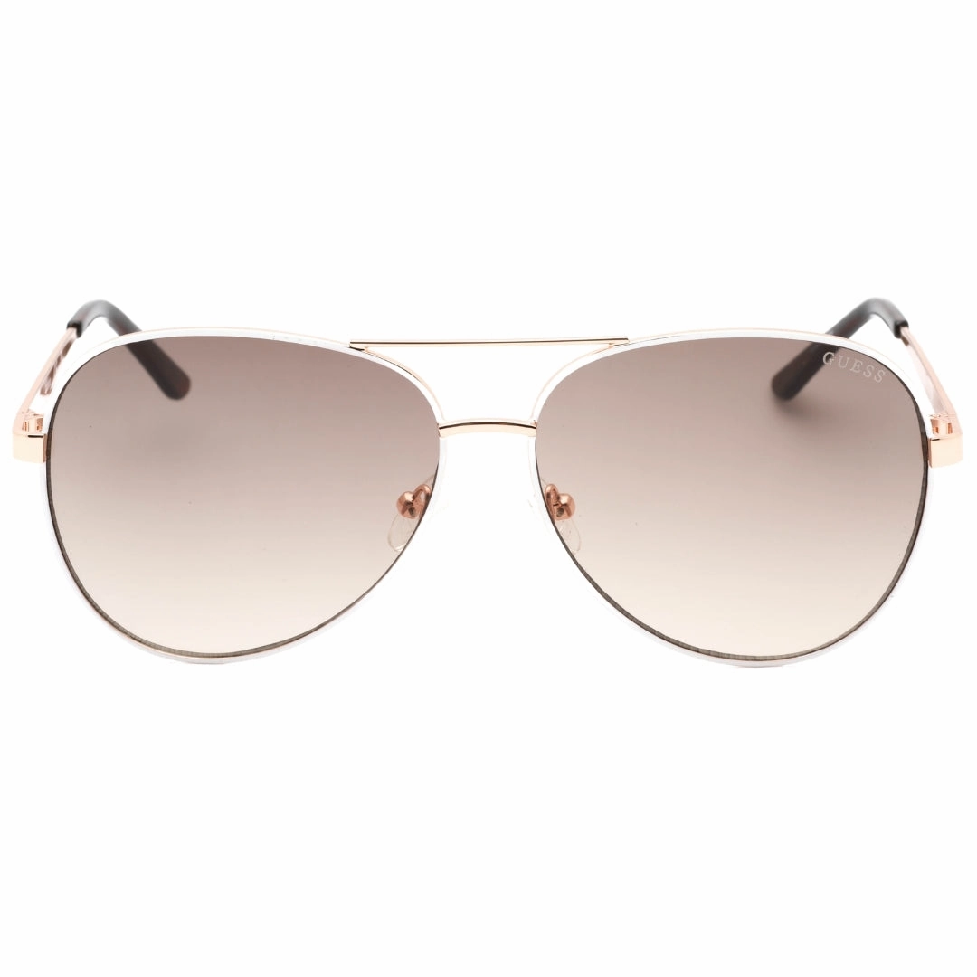 Guess Gradient Brown Lens White Framed Rose Gold Sunglasses
