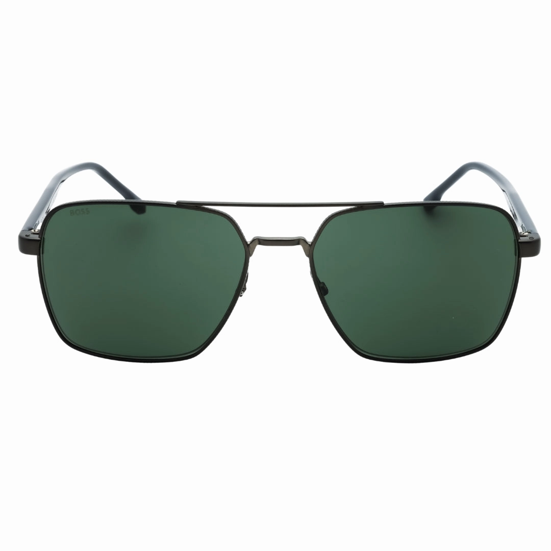 Hugo Boss Green Lens Matte Ruthenium Black Sunglasses