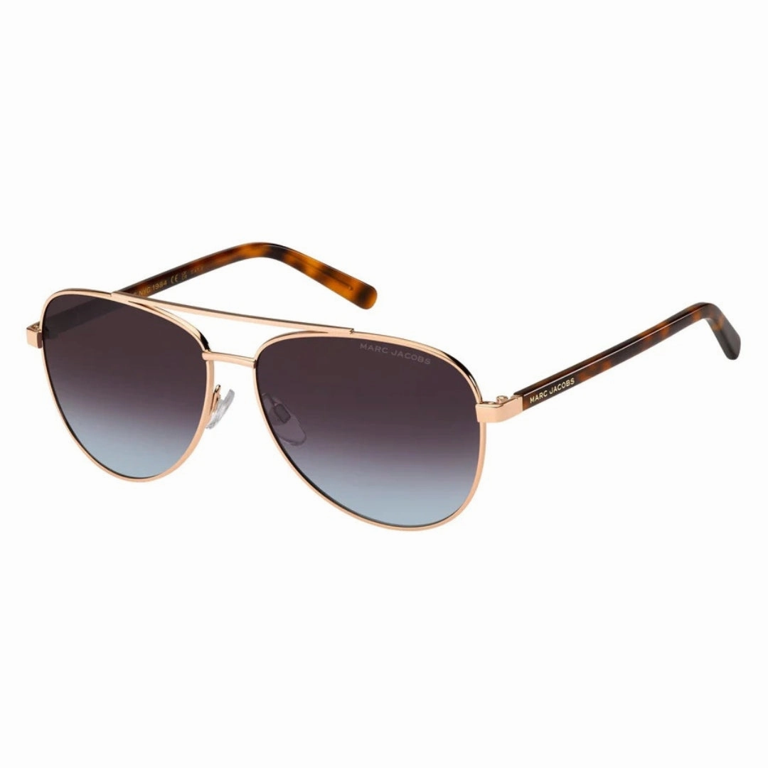 Marc Jacobs Brown Teal Lens Havana Detail Gold Sunglasses