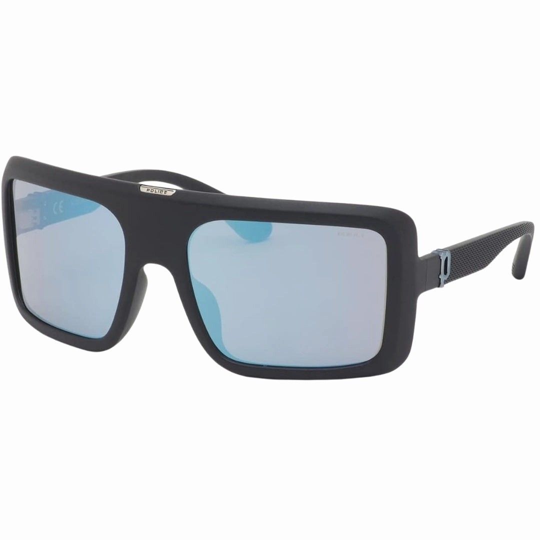 Police Full Rim Square Frame Matte Black Sunglasses