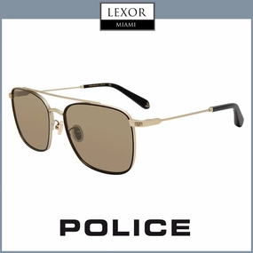 Police SPLB28 8UZG Gold Mirror Unisex Sunglass