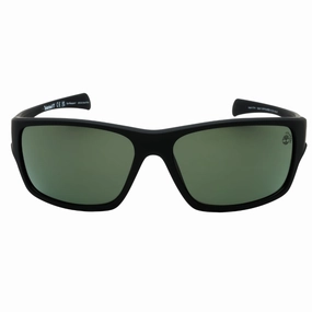 Timberland Matte Black Framed Green Polarised Lensed Sunglasses
