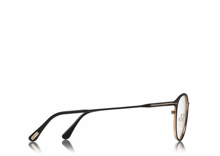 Tom Ford FT5528-B 002 49 Round Metal Blue Block Women Opticals