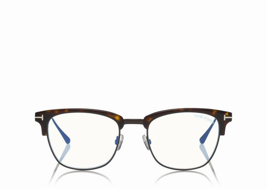 Tom Ford FT5590-F-B 052 52 Blue Block Browline Unisex Opticals