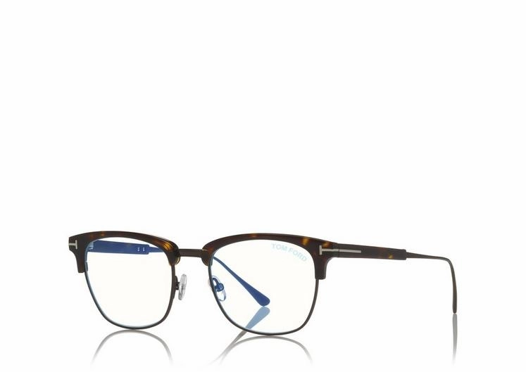 Tom Ford FT5590-F-B 052 52 Blue Block Browline Unisex Opticals