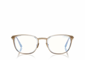 Tom Ford FT5694-B 030 52 Slim Rectangular Blue Block Women Optical Frame