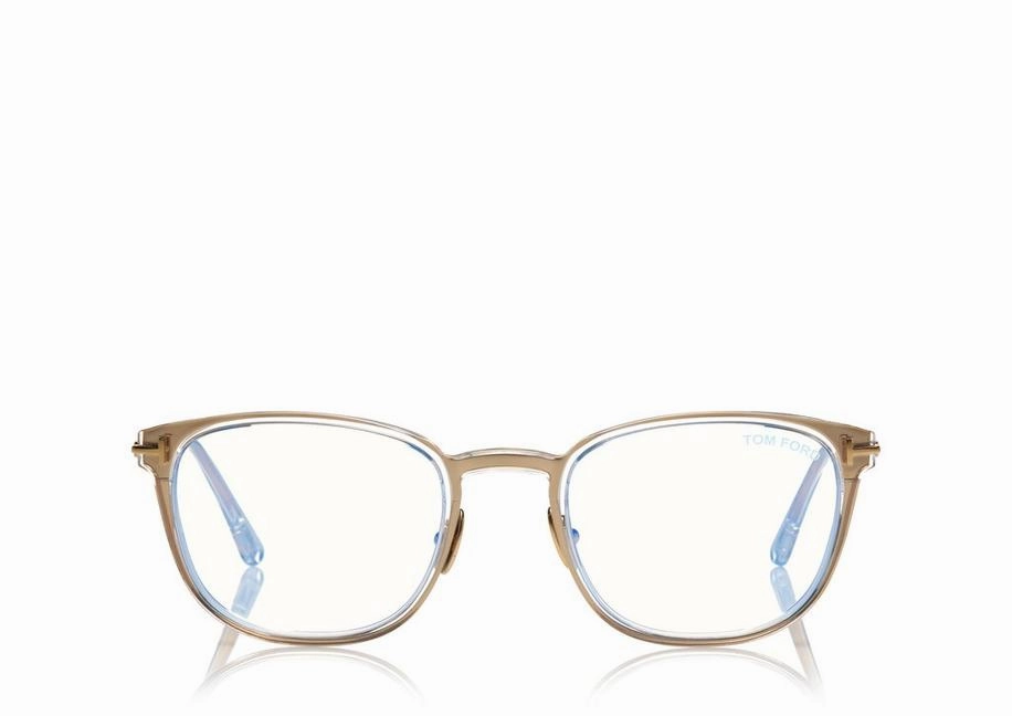 Tom Ford FT5694-B 030 52 Slim Rectangular Blue Block Women Optical Frame