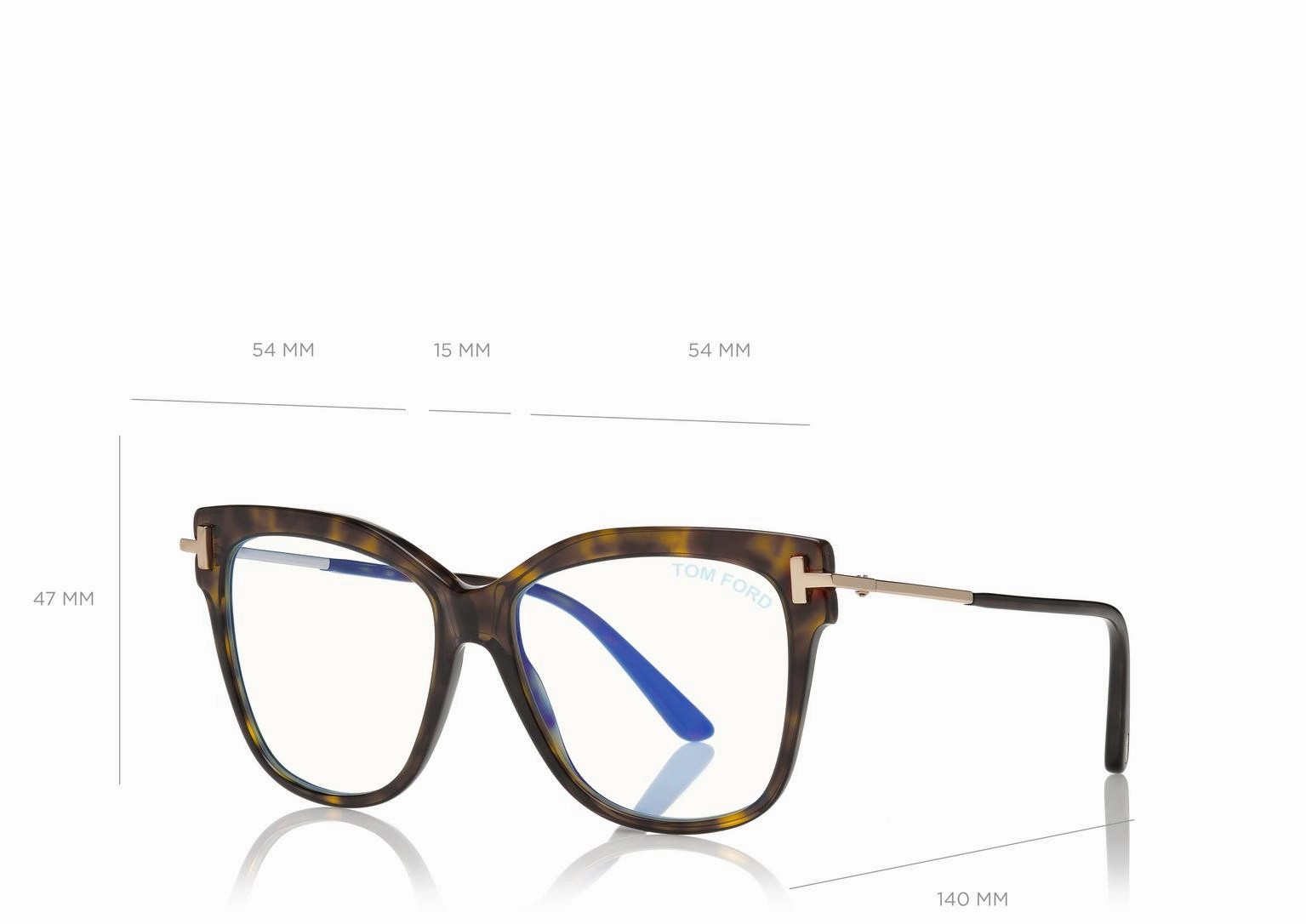 Tom Ford FT5704-F-B 052 54 Square Shape Blue Block Women Optical Frame