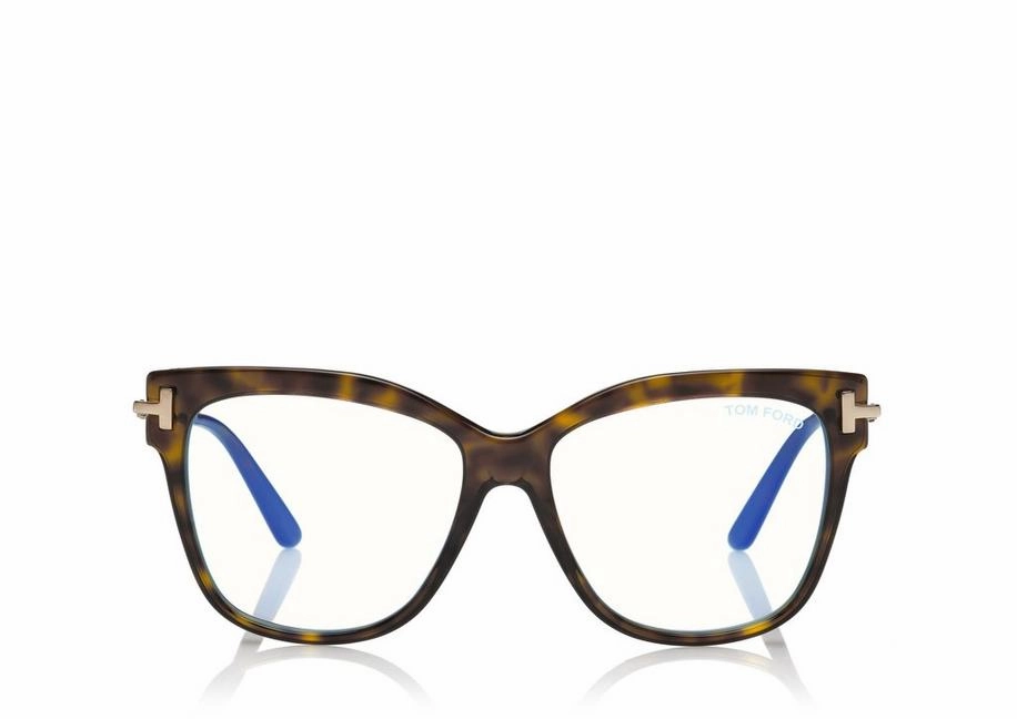 Tom Ford FT5704-F-B 052 54 Square Shape Blue Block Women Optical Frame