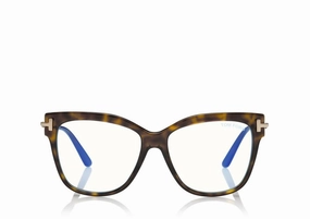 Tom Ford FT5704-F-B 052 54 Square Shape Blue Block Women Optical Frame