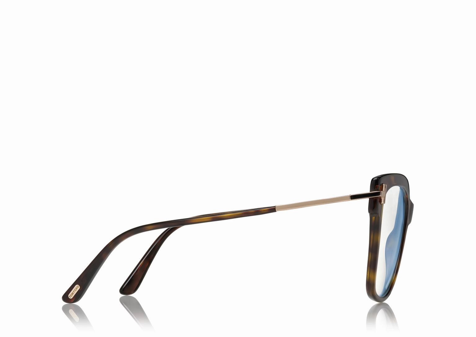 Tom Ford FT5704-F-B 052 54 Square Shape Blue Block Women Optical Frame
