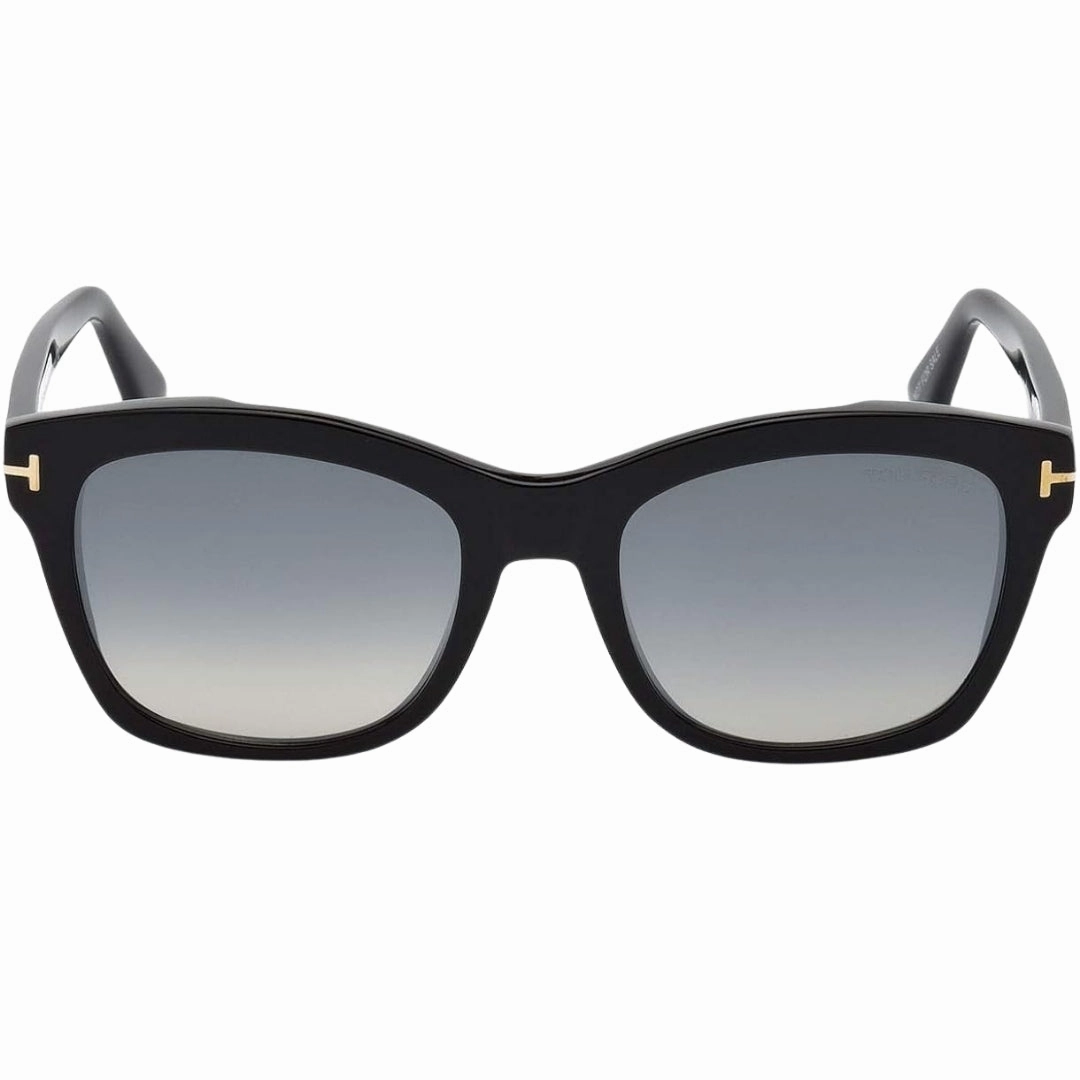 Tom Ford Lauren-02 Grey Mirrored Lens Shiny Black Sunglasses