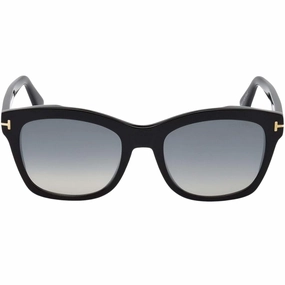 Tom Ford Lauren-02 Grey Mirrored Lens Shiny Black Sunglasses