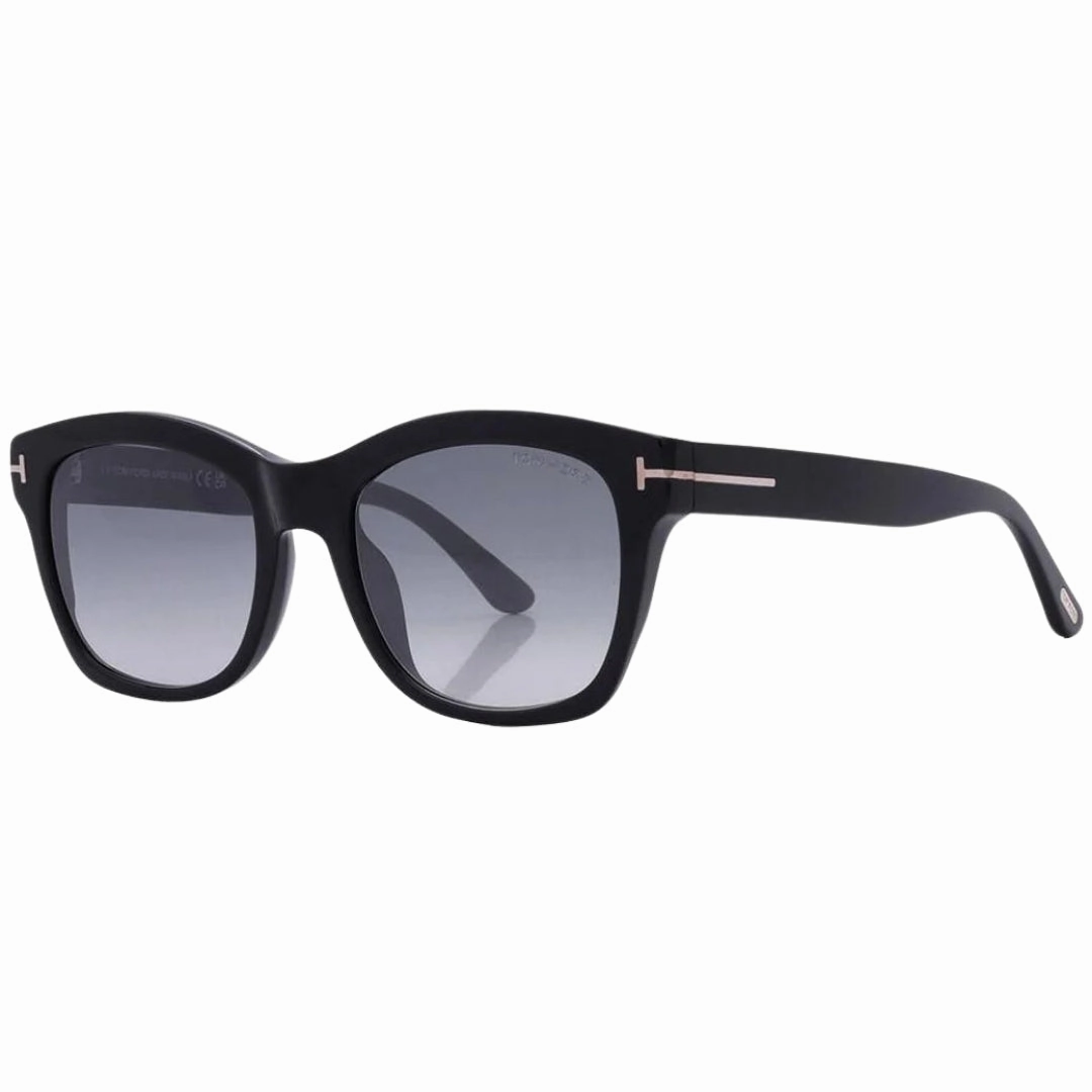 Tom Ford Lauren-02 Grey Mirrored Lens Shiny Black Sunglasses