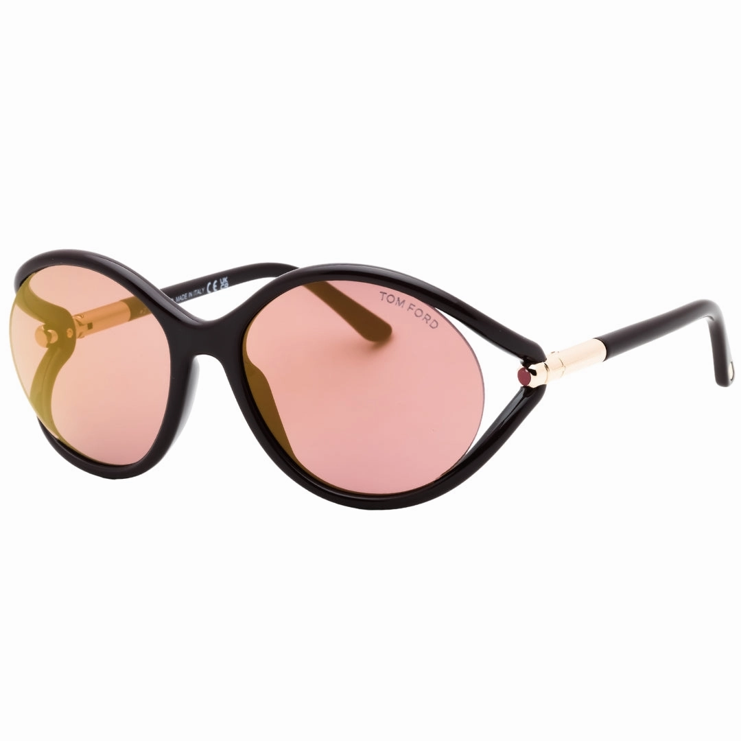 Tom Ford Melody Shiny Dark Brown Frame Rose Brown Lens Sunglasses