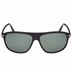 Tom Ford Prescott Green Polarized Lens Shiny Black Sunglasses