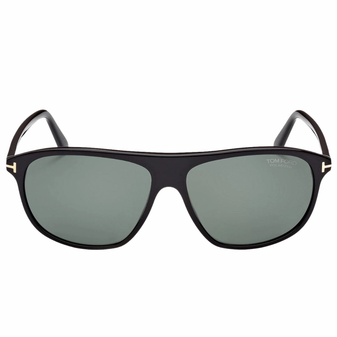 Tom Ford Prescott Green Polarized Lens Shiny Black Sunglasses