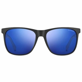 Tommy Hilfiger Shiny Blue Rounded Lens Matte Black Sunglasses
